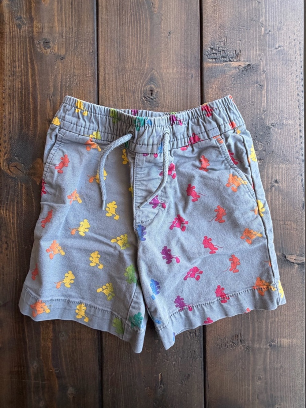 3T GAP Disney Gray Kids Shorts with Multicolor Mickey Prints